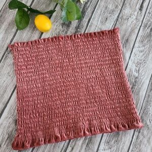 Hollister— strapless suede pink tube crop top